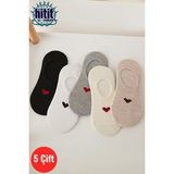 Hitit Socks Kadın 5 Çift Boğazı Olmayan Ayakkabıdan Görünmeyen Suba Babet Çorap Çok Renkli - 35 - 40