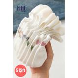 Hitit Socks Kadın 5 Çift Premium Fiyonk Çiçek Ve Kalp Desenli Babet Çorap Seker Beyazı ASORTİ