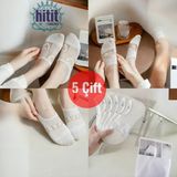 Hitit Socks Kadın 5 Çift Premium Kalite Desenli Tül Çorap - Beyaz - 36 - 40