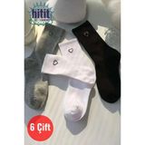 Hitit Socks Kadın 6 Çift Premium Kalite Kalp Detaylı Tenis Çorap Siyah Beyaz Gri - 35 - 40 - Siyah - Beyaz - Gri