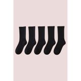 Hitit Socks Unisex 5 Çift Premium Kalite Yüksek Pamuklu Kolej Çorap Düz Siyah