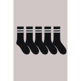Hitit Socks Unisex 5 Çift Premium Kalite Yüksek Pamuklu Kolej Çorap Siyah