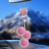 Hitluste Pembe Bling Araba Aksesuarları Kadınlar için İç Mekan - Girly Kristal Araba Dikiz Aynası Dekoru, Carro de Mujer için Sevimli Araba Asılı Süs Aksesuarları, Rhinestones Elmas Aşk Kalp, [Bulanık Peluş