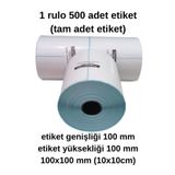 HITMAX 100x100 Termal Barkod Etiket 1 Rulo 500 Adet Etiket (TAM ADET) Lamine Termal Ekit