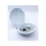 hivhestın Deniz Kabuğu Tasarım Takı Kutusu - PLA Malzeme - 11,5 x 6 x 12 cm - 3D Yazıcı Beyaz
