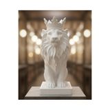 hivhestın ext(Monark Taçlı Aslan Biblo (18 cm) - Beyaz/Siyah 3D Yazıcı Baskı Dekorasyon Ürünü) Beyaz