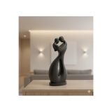 hivhestın İki Kalp Bir Aşk | Modern Siyah 3D Baskı Çift Heykeli (15 cm) | PLA Malzeme | Romantik Ev Dekoru Siyah