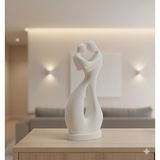 Hivhestın İki Kalp Bir Aşk | Modern Siyah 3D Baskı Çift Heykeli (15 cm) | PLA Malzeme | Romantik Ev Dekoru