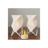 hivhestın Kübik Form Dekoratif Lamba - 3D Baskı Tealight Aydınlatma Beyaz