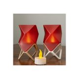 hivhestın Kübik Form Dekoratif Lamba - 3D Baskı Tealight Aydınlatma Kırmızı