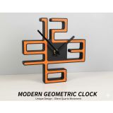 Hivhestın Modern Geometrik Masa Saati - Sessiz Akar Mekanizma - 3D Baskı Turuncu/Siyah Tasarım