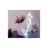 hivhestın Şık Kedi Şeklinde Dekoratif Vazo - 18 cm (PLA Malzeme)3D Yazıcı Baskı Beyaz