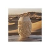 hivhestın Tropikal Palm Desenli PLA Vazo - Çöl Esintisi Dekor 20 cm 3D Yazıcı ile Üretilmiş Beyaz