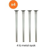 Hızır Metal Masa Ayağı 4'lü, Beyaz, Dayanıklı Çelik Ayak 71 cm – 4 cm