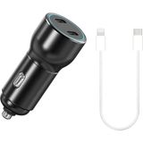 Hızlı Araç Şarj Aleti Iphone 11 12 13 14 Telefonlar Için 60W Hızlı Araba Şarjı Cihazı ve 25CM Kablo - Siyah