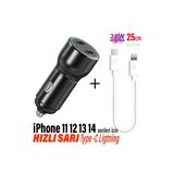 Hızlı Araç Şarj Aleti İphone 11 12 13 14 Telefonlar İçin Hızlı Araba Şarjı Cihazı Ve 25Cm Kablo