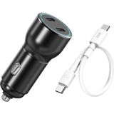 Hızlı Araç Şarj Aleti Iphone 15 - 16 Serisi Uyumlu Araba 60W Hızlı Şarj Cihazı ve 25CM Kablo - Siyah