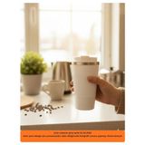 Hızlı Çeyiz 304 Pazlanmaz Çelik 500 ml Kaydırmaz Lastikli Termos Bardak Mug Araç Kahve Çay Thermos 549 - Beyaz