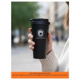 Hızlı Çeyiz 304 Pazlanmaz Çelik 500 ml Kaydırmaz Lastikli Termos Bardak Mug Araç Kahve Çay Thermos 549 - Siyah
