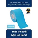 Hızlı Etkili Mavi Bel Diz Omuz Boyun Sırt Bacak Kas Eklem Kinezyo Ağrı IsıI Bandı 5cm x 5m