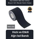Hızlı Etkili Siyah Bel Diz Omuz Boyun Sırt Bacak Kas Eklem Kinezyo Ağrı IsıI Bandı 5cm x 5m