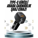 Hızlı Oto Şarj Cihazı 38W Çift Girişli Hızlı Şarj Oto Çakmaklık Type-C - 0 - Siyah
