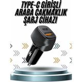 Hızlı Oto Şarj Cihazı 38W Çift Girişli Hızlı Şarj Oto Çakmaklık Type-C