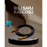 Hızlı Şarj Destekli 65W Örgülü Usbc Ve Usba Çoklu Şarj Kablosu