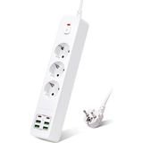 Hızlı Şarj Istasyonu 3000W 3 Lü Priz 2 Metre Uzatma Kablosu Çoklu Priz 4 USB 2 Type C Girişli