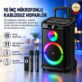 Hızlı Store 10 Inç Mikrofonlu Kablosuz Hoparlör Kumandalı Taşınabilir Ses Sistemi