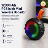 Hızlı Store 1200 Mah Rgb Işıklı 10W Mini Wireless Bluetooth Hoparlör Taşıma Askılı Taşınabilir Speaker