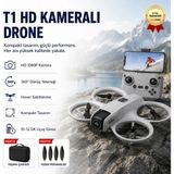 Hızlı Store Drone Gri HD Kameralı 360° Dönüşlü taşınabilir T1 Drone - Gri - Siyah