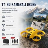Hızlı Store Drone Sarı HD Kameralı 360° Dönüşlü Taşınabilir T1 Drone - Gri - Siyah
