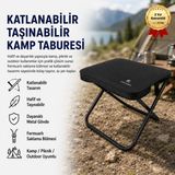 Hızlı Store Katlanabilir Taşınabilir Kamp Taburesi,hafif, Dayanıklı ve Fermuarlı Saklama Bölmeli Outdoor