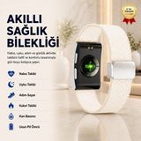 Hızlı Store Krem Akıllı Bileklik Sağlık ve Aktivite Takipli Nabız Uyku Kalori ve Kan Basıncı Takibi - Siyah