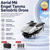 Hızlı Store M6Drone Aerial Engel Tanıma HD Özellikli Katlanabilir - Gri - Siyah