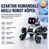 Hızlı Store Uzaktan Kumandalı Akıllı, Eğitici Sesli Işıklı Akrobat Robot Köpek - Gri - Siyah