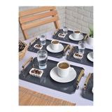 HızlıTrend 6' Lı Akrilik Kahve Sunum tepsisi 25x17cm Gri