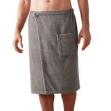 HIZSOY Pamuklu Hamam Sauna Eteği Cırt Bantlı Plaj Havuz Havlusu Bornozu (Açık Gri, 2XL-3XL)