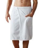 HIZSOY Pamuklu Hamam Sauna Eteği Cırt Bantlı Plaj Havuz Havlusu Bornozu (Beyaz, 2XL-3XL)