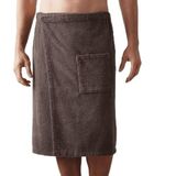 HIZSOY Pamuklu Hamam Sauna Eteği Cırt Bantlı Plaj Havuz Havlusu Bornozu (Camel, 2XL-3XL)