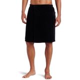 HIZSOY Pamuklu Hamam Sauna Eteği Cırt Bantlı Plaj Havuz Havlusu Bornozu (Siyah, L-XL)