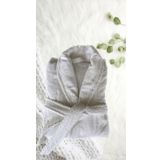 Hızsoy Tekstil Jakarlı Lux Unisex Bornoz (KIRIK BEYAZ, XL)