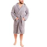 Hızsoy Tekstil Kapüşonlu Lux Bornoz - Açık Gri - 3XL