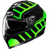 Hjc C70N Kask Holt MC4H Siyah - Yeşil Renkli Tam Kapalı Motosiklet Kaskı Toka Kapanma - 2XL