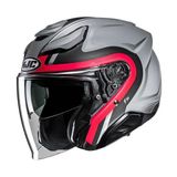 Hjc F31 Bask MC1SF Yarım Motosiklet Kaskı Gri Kırmızı - Renkli