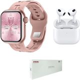 Hk 9 Mini Gps/nfc/siri/chat Gpt Destekli Akıllı Saat + 3.nesil Bluetooth Kulaklık Ikili Paket - Pembe
