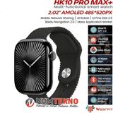 Hk NOM TEKNO / HK10 PRO MAX PLUS AKILLI SAAT(ÇİFT KORDON) SLİM KASA - Siyah - Siyah