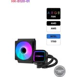 Hk Serisi Rgb Fanlı Infinite Panel Cpu Işlemci 120MM Sıvı Soğutma Sistemi Amd / Intel Uyumlu - Siyah