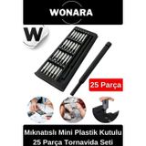 Hk Store Özel Üretim Laptop Gözlük Saat Telefon Tamir Mıknatıslı Mini Plastik Kutulu 25 Parça Tornavida Seti